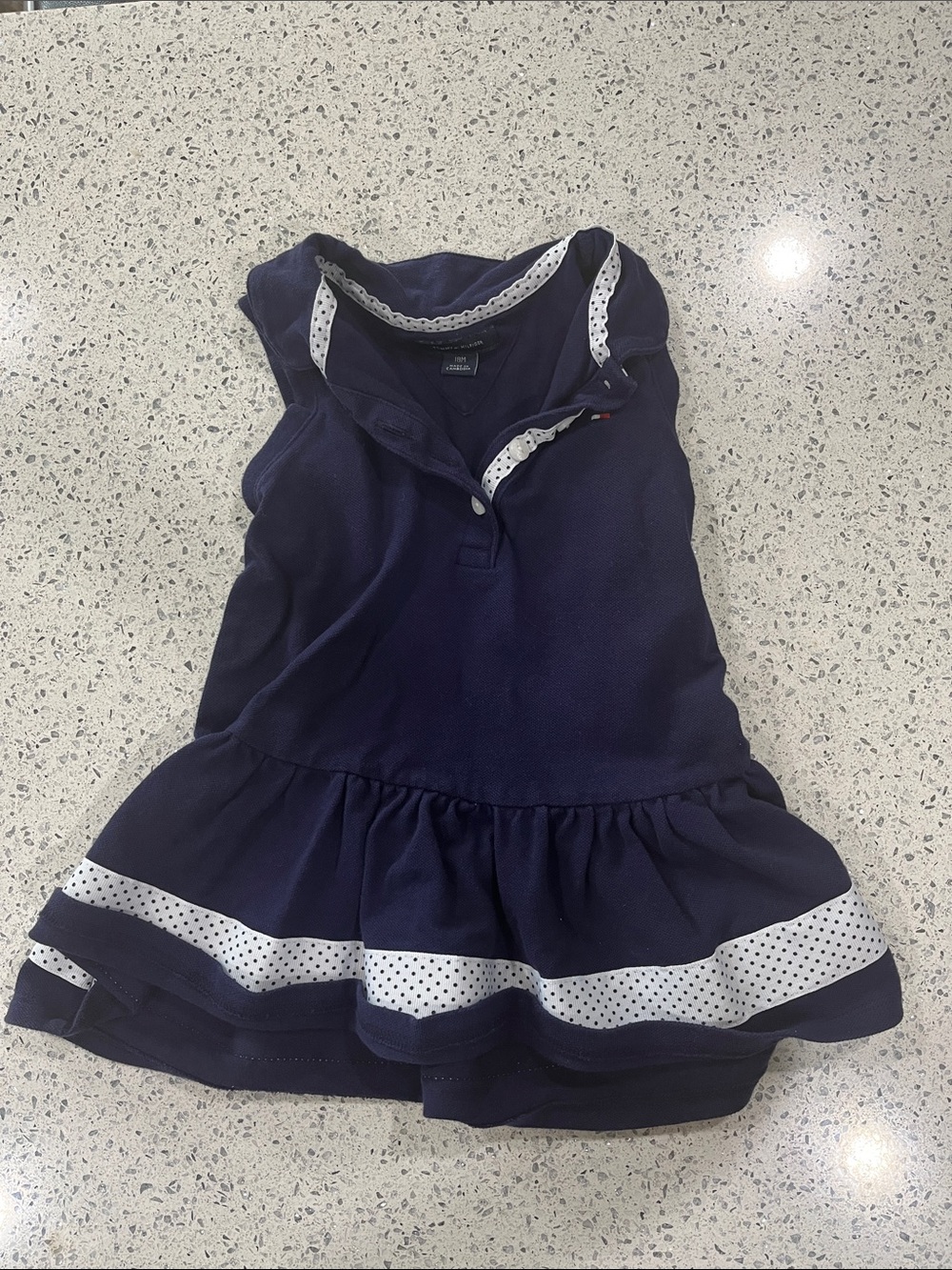 Tommy Hilfiger Navy Dress with White Polka Trim